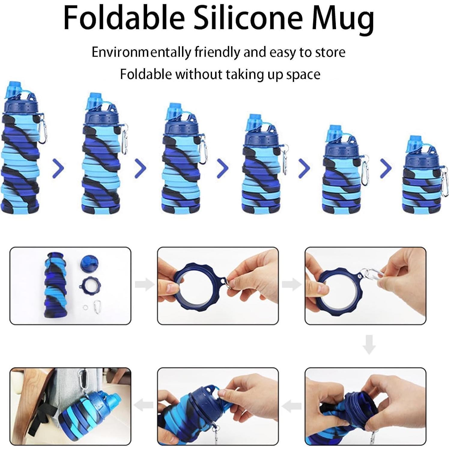 Botellas de Agua Plegables YCTMALL 500ml Silicona Reutilizables