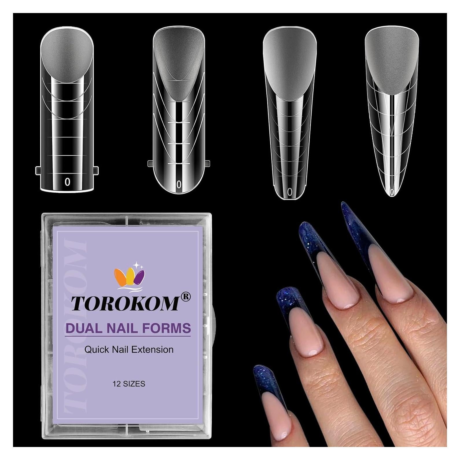 Moldes de Uñas Duales TOROKOM 96 PCS para Gel de Extensión