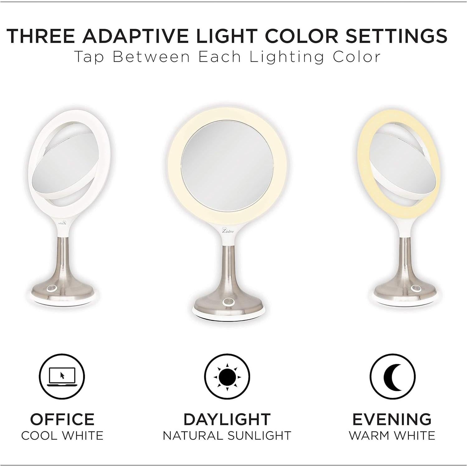 Espejo de tocador Zadro Solana LED 24.77 cm 8X/1X blanco