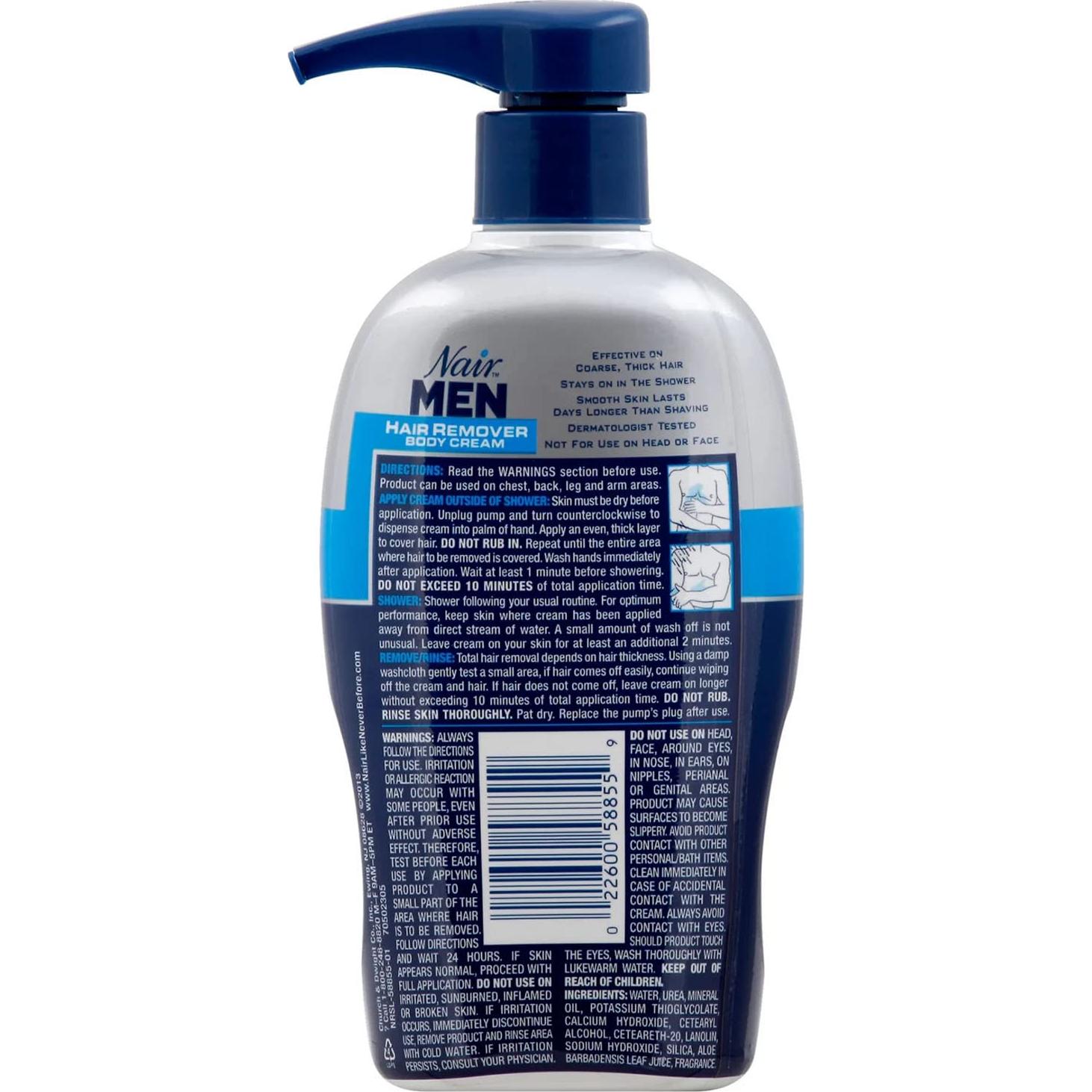 Crema Removedora de Vello Corporal para Hombre Nair 368 g