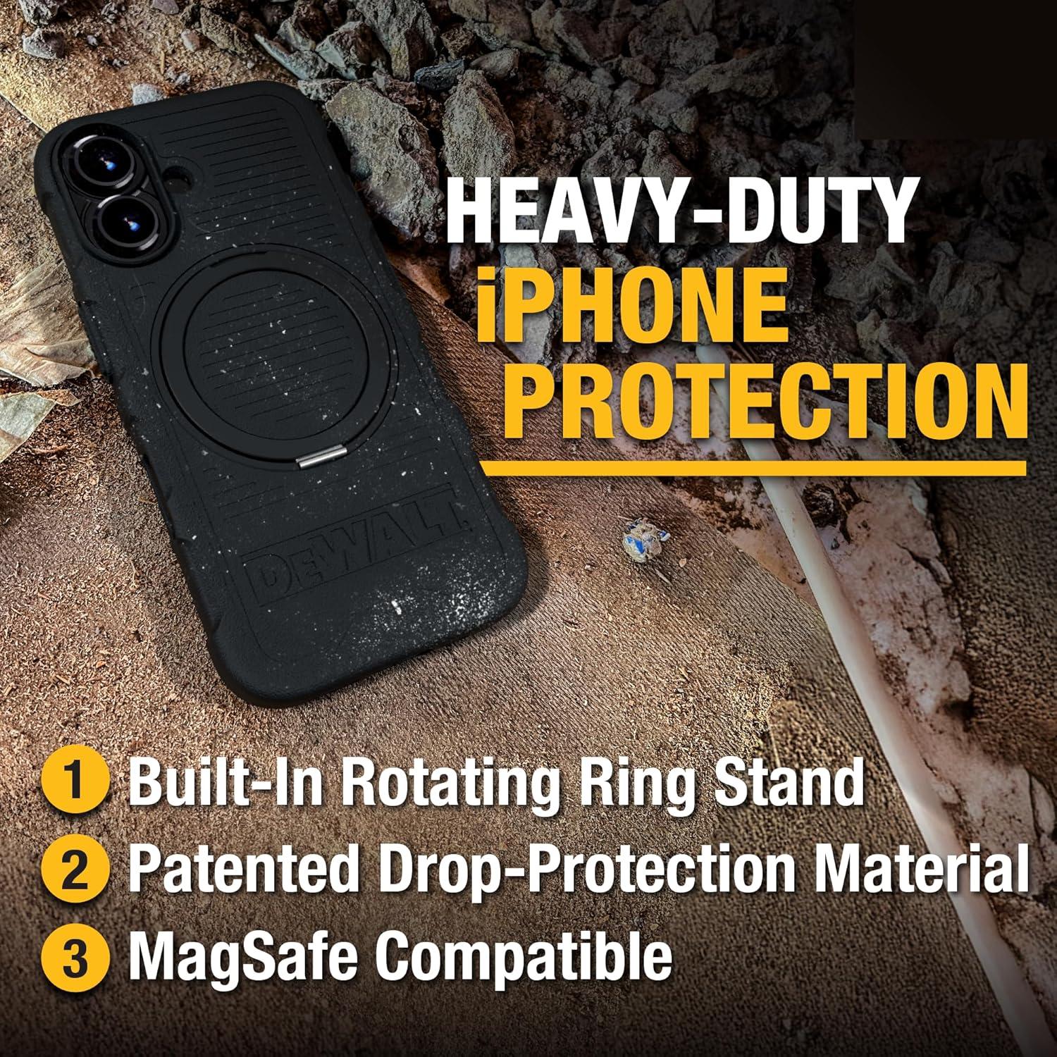 Anillo Magnético Rotatable 360° DEWALT para iPhone 16 Negro