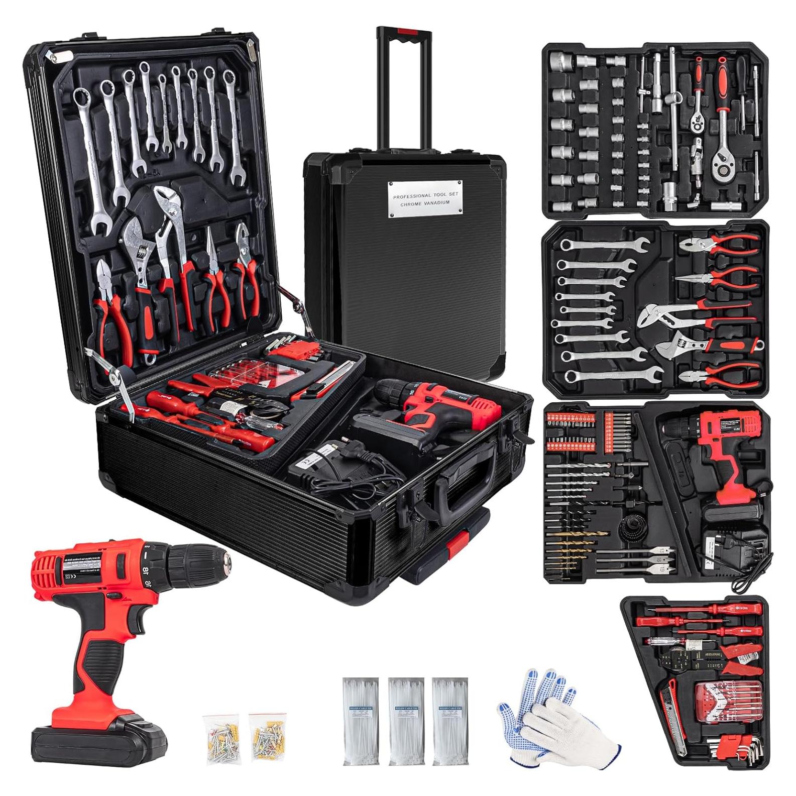 Juego de Herramientas Eléctricas 346 Piezas Arcwares con Taladro 18V