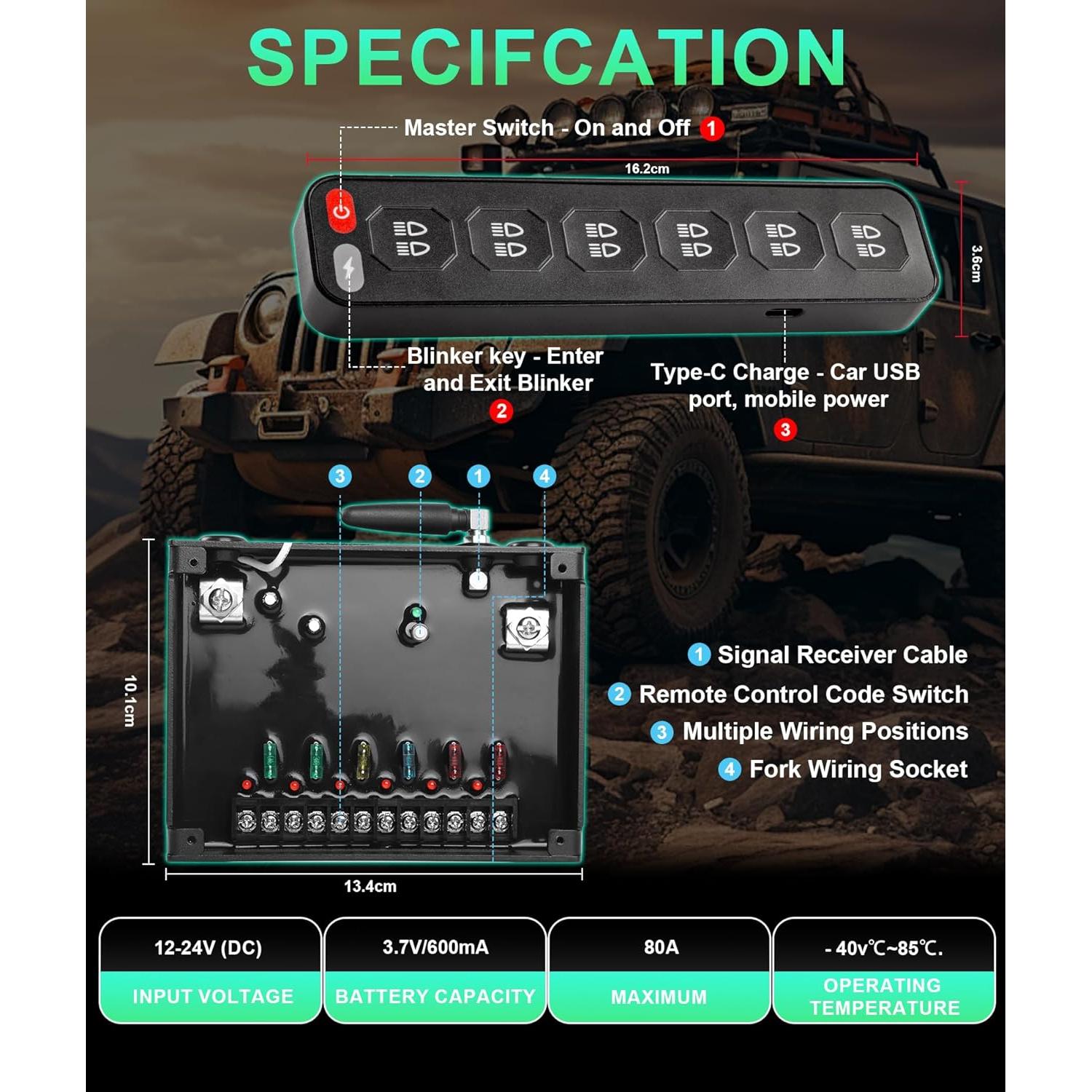 Panel de Interruptores Inalámbrico 6 Gang NAVOROGE 12-24V IP68