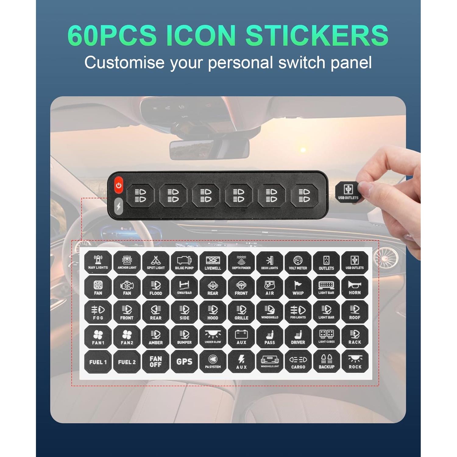 Panel de Interruptores Inalámbrico 6 Gang NAVOROGE 12-24V IP68