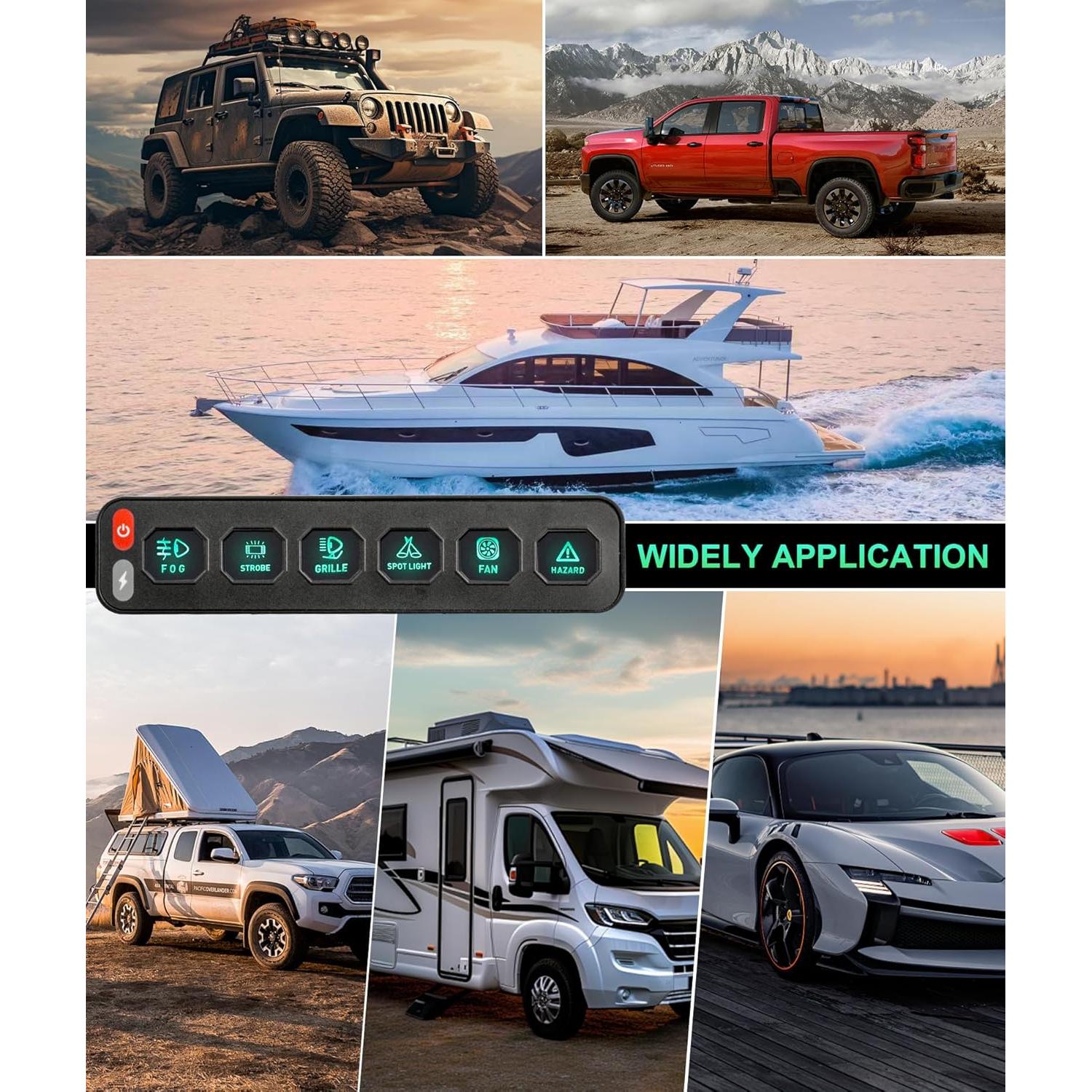 Panel de Interruptores Inalámbrico 6 Gang NAVOROGE 12-24V IP68