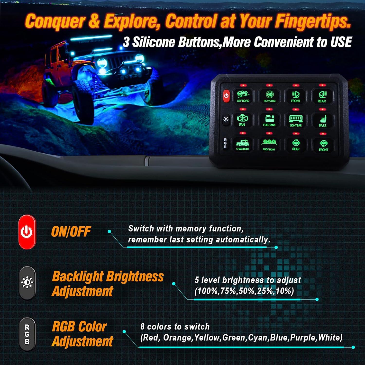 Panel de Interruptores RGB 12 Gang 12V 24V NAVOROGE