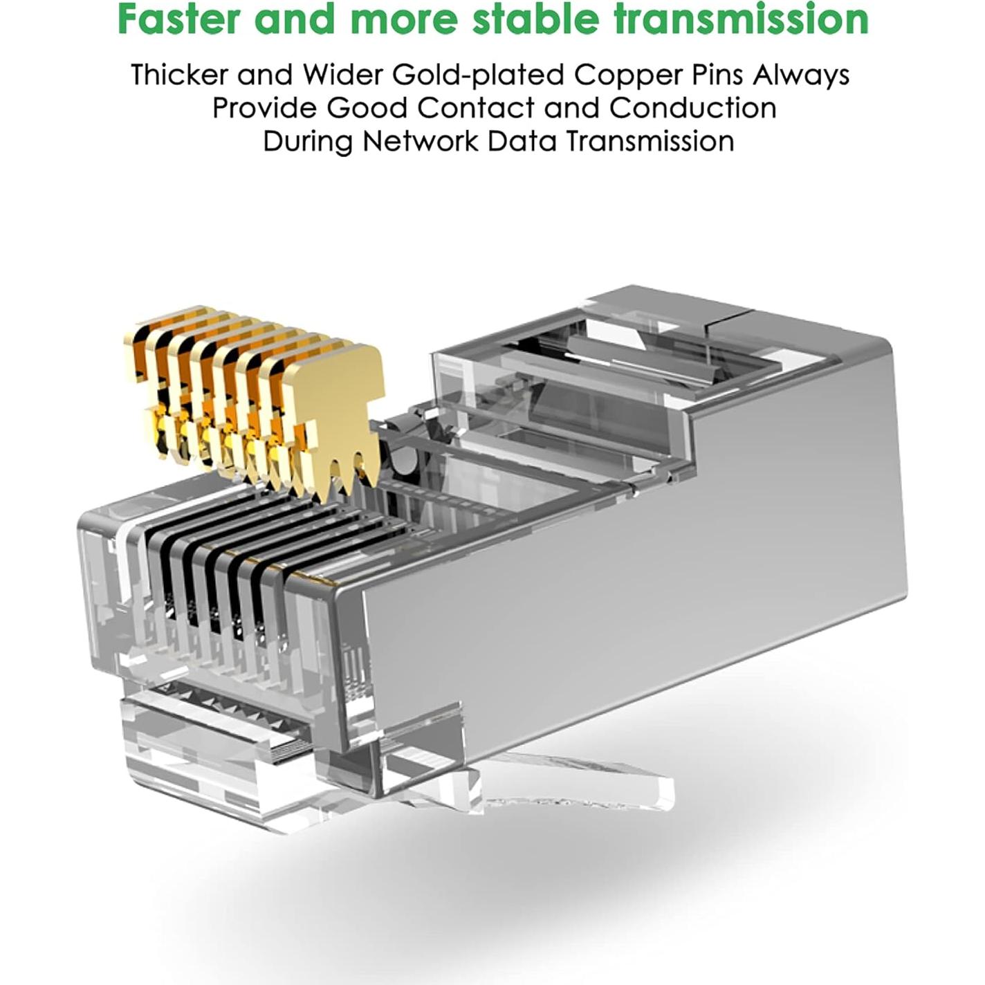 Conectores RJ45 Cat5e Cat6 Blindados Passthrough JODROAD - Paquete de 20