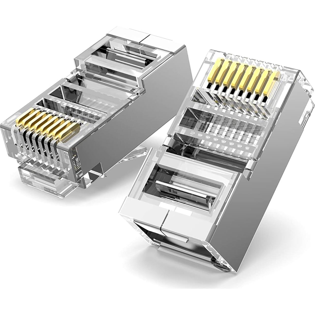 Conectores RJ45 Cat5e Cat6 Blindados Passthrough JODROAD - Paquete de 20