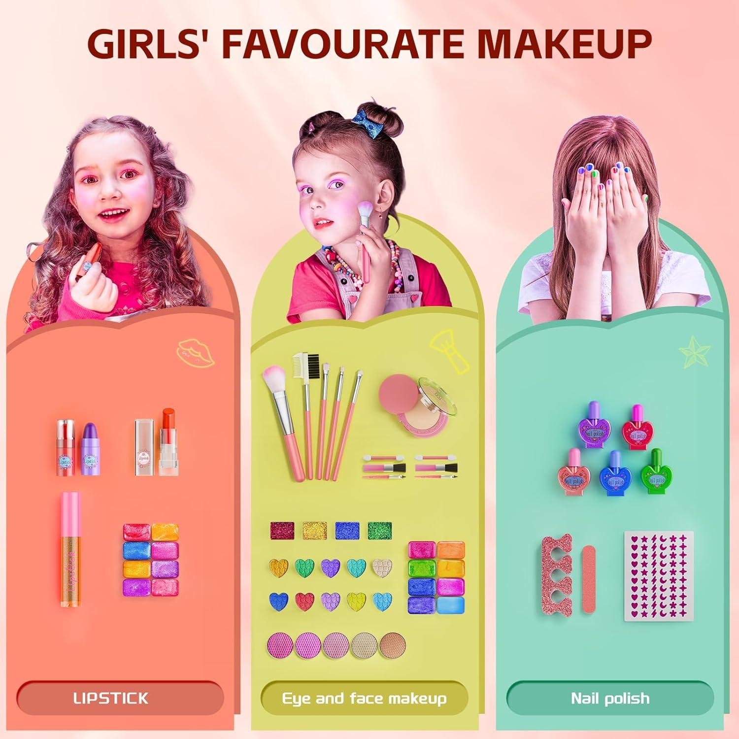 Kit de Maquillaje Lavable para Niñas Mqsiuve - 62 Piezas
