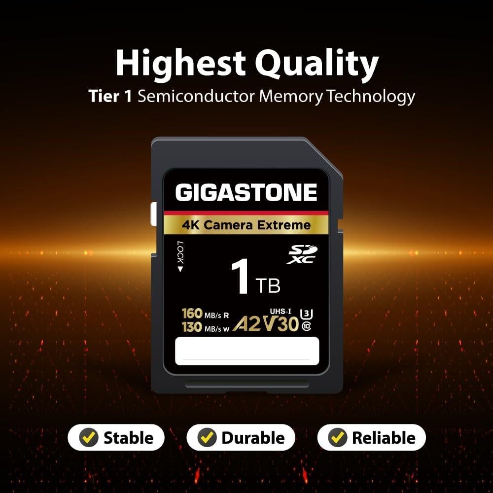 Tarjeta SD Gigastone 1TB 4K A2 V30 U3 C10 Alta Velocidad