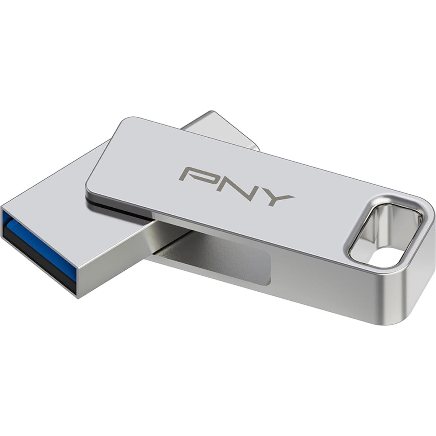 PNY 64GB Duo Link USB 3.2 Type-C Dual Flash Drive for Android Devices and Computers - External Mobile Storage for Photos, Videos, and More - 200MB/s