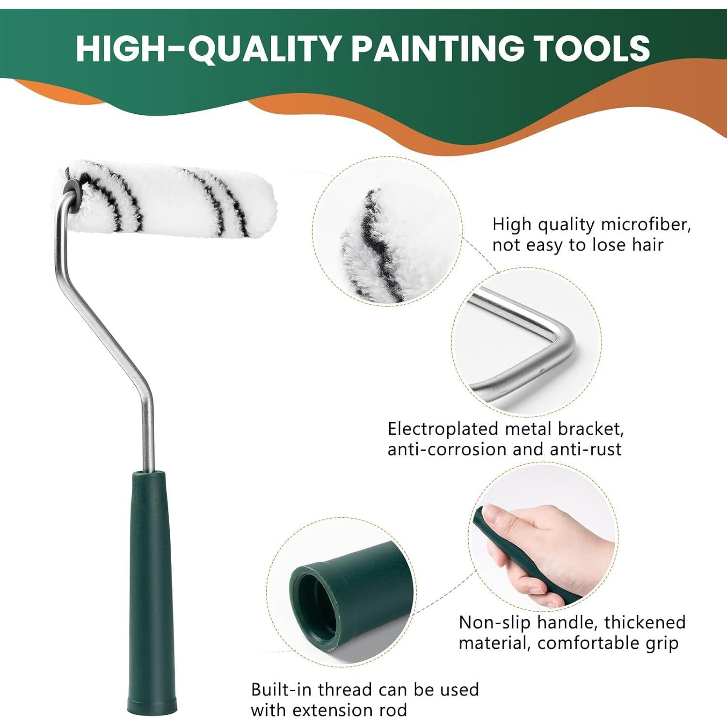 Kit de Rodillos de Pintura Microfibra 24 Piezas 10 cm