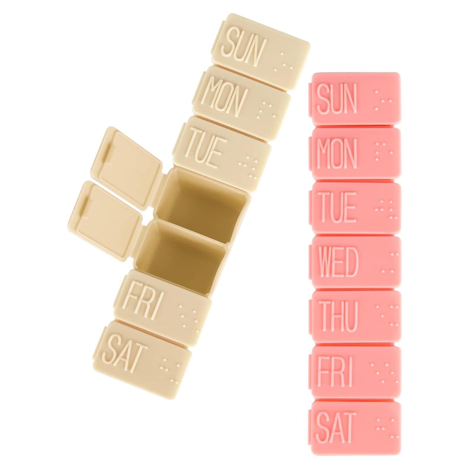 Organizador de Pastillas Semanal 2 Pack MAYFIVE Rosa y Beige