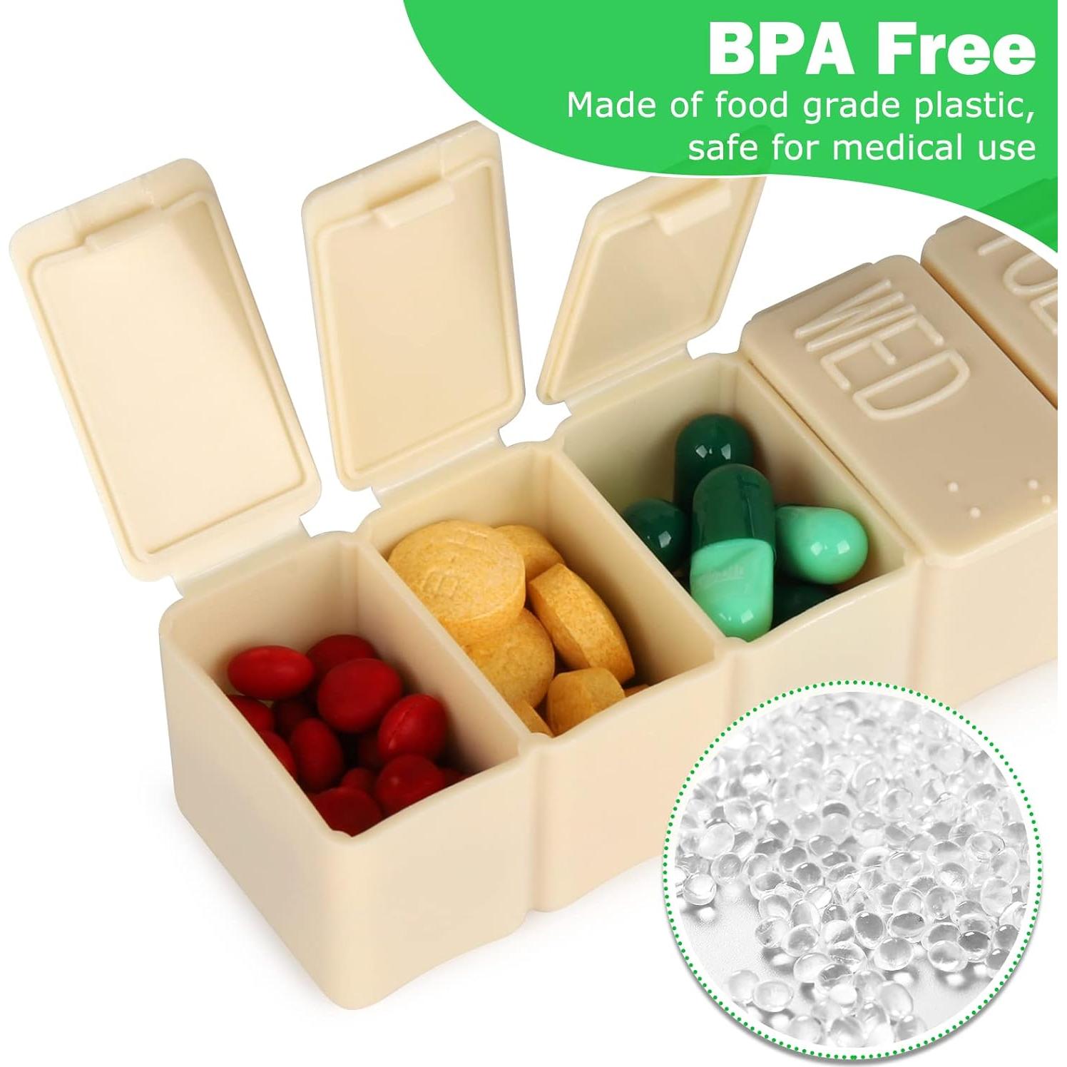 Organizador de Pastillas Semanal 2 Pack MAYFIVE Rosa y Beige