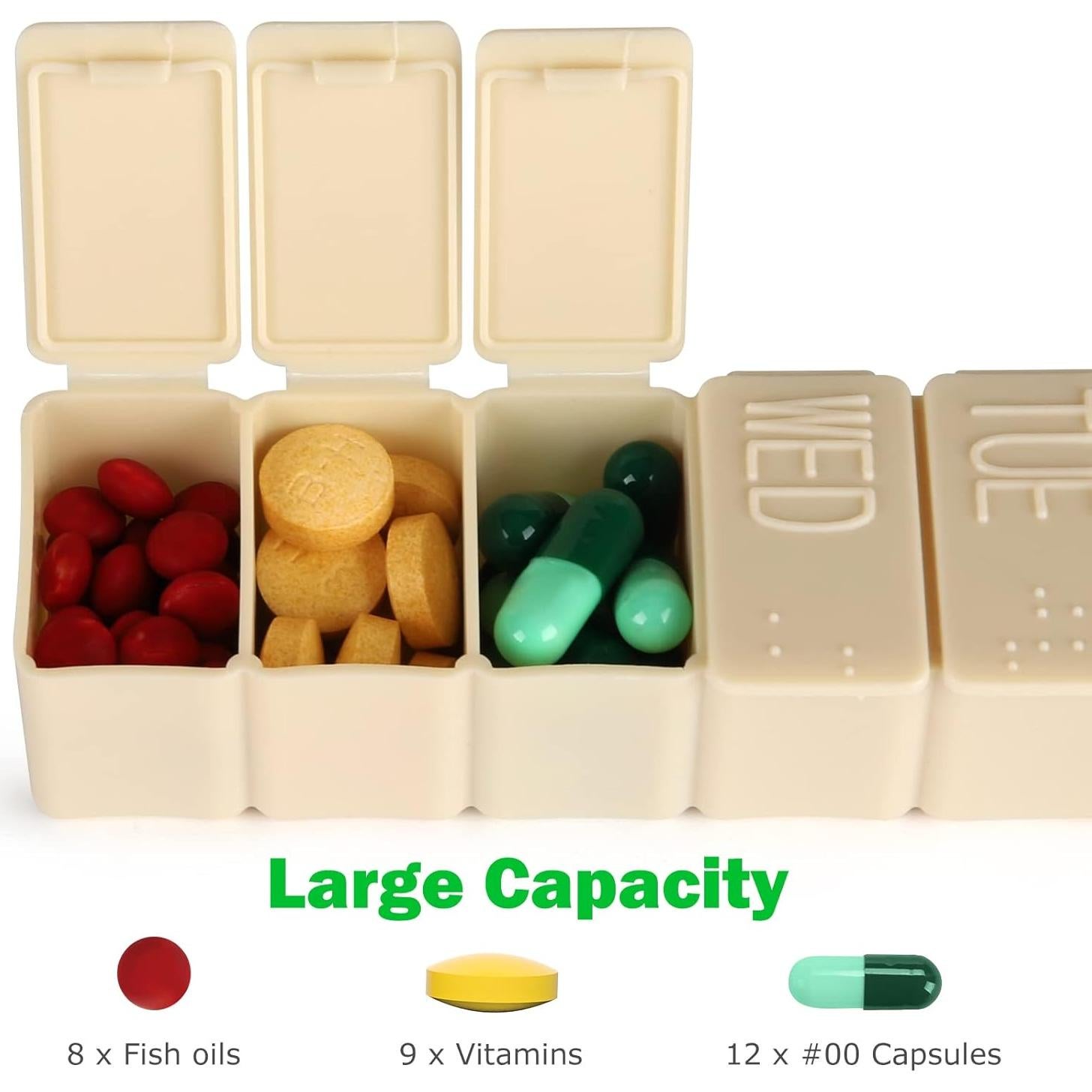 Organizador de Pastillas Semanal 2 Pack MAYFIVE Rosa y Beige