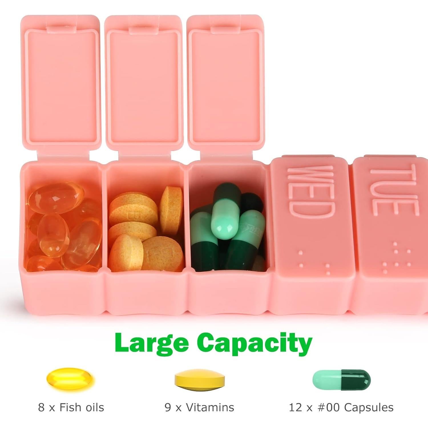 Organizador de Pastillas Semanal 2 Pack MAYFIVE Rosa y Beige