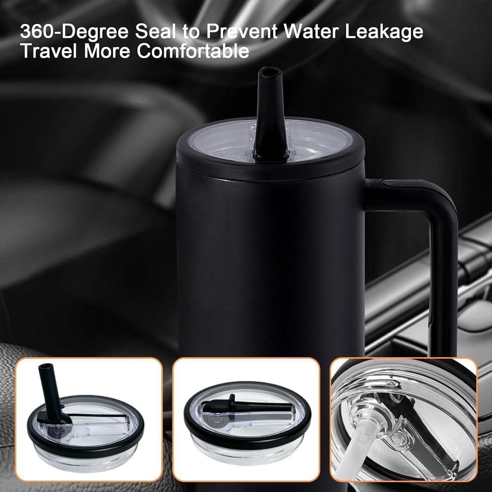 Paquete de 2 tapas a prueba de fugas ZXUZKEA 40oz con popote