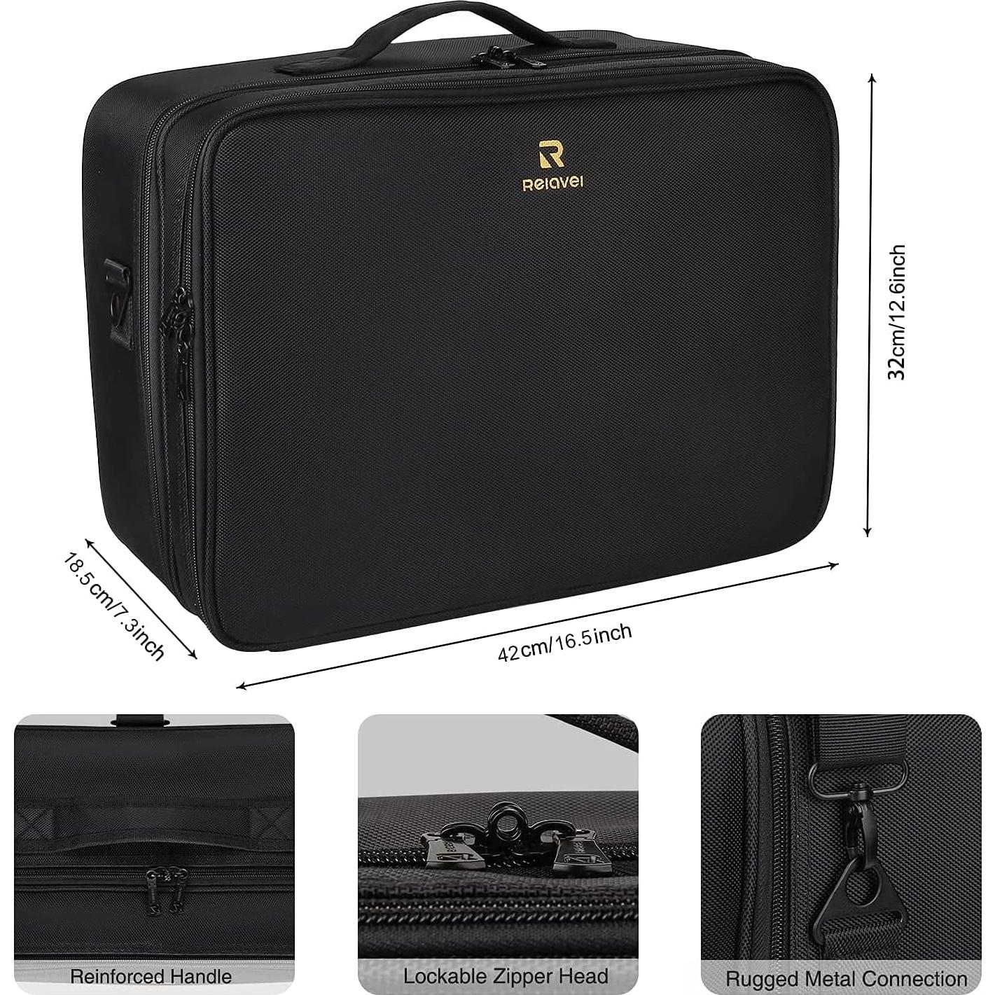 Estuche de Maquillaje Extra Grande Relavel Negro 44.96x32x20cm