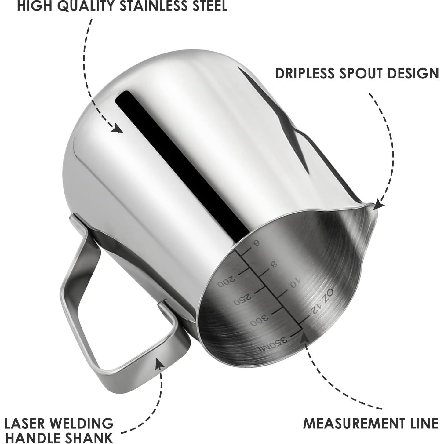 Jarra Espumadora de Leche Saiveina 12oz Acero Inoxidable