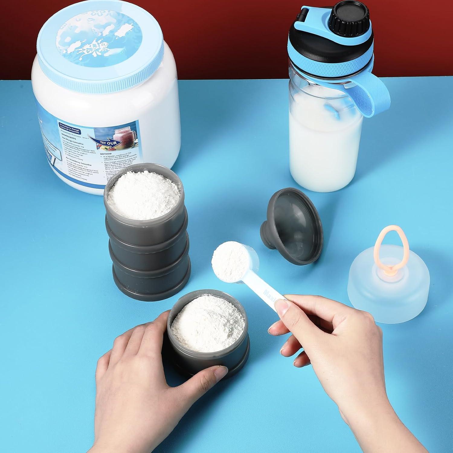 Contenedor de Polvo de Proteína Baderke 2 Pcs Apilable 473 ml