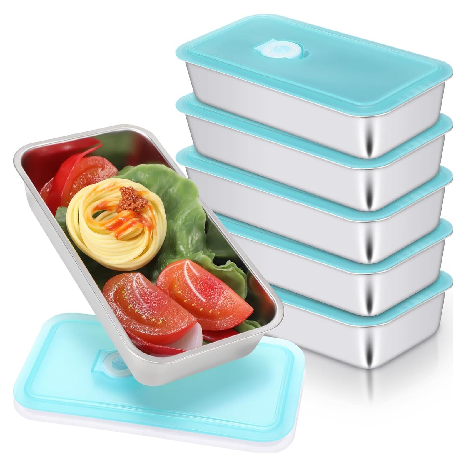 Tioncy 6 Cajas Almuerzo Acero Inoxidable 0.85 L a Prueba de Fugas