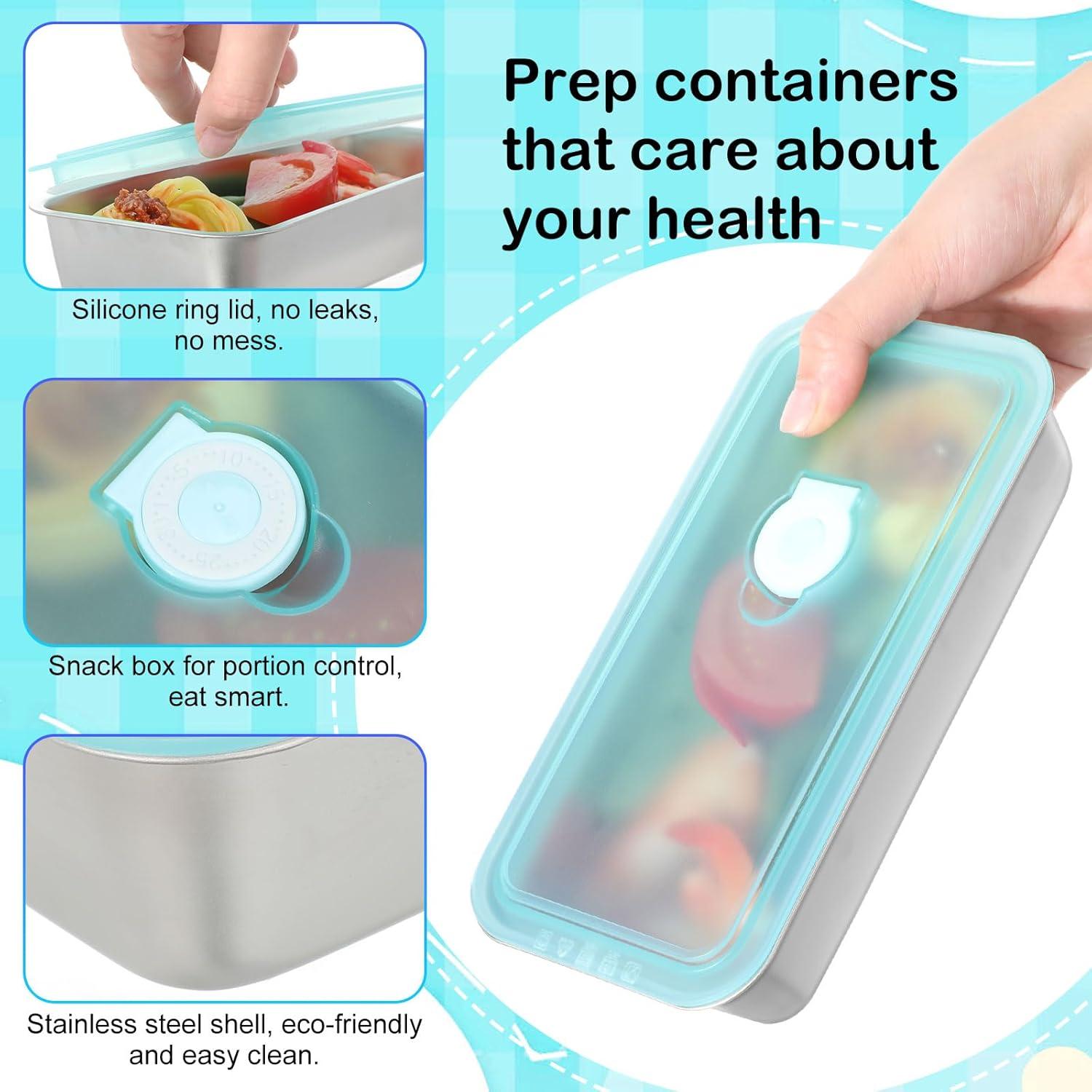 Tioncy 6 Cajas Almuerzo Acero Inoxidable 0.85 L a Prueba de Fugas