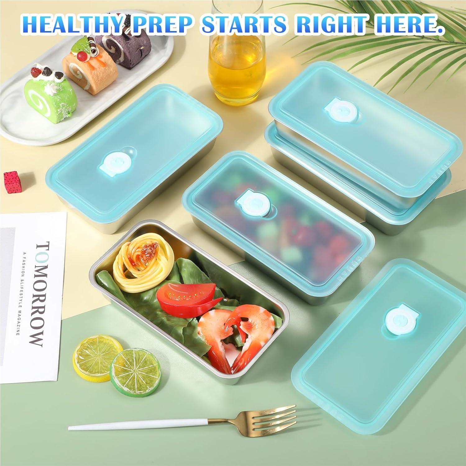 Tioncy 6 Cajas Almuerzo Acero Inoxidable 0.85 L a Prueba de Fugas