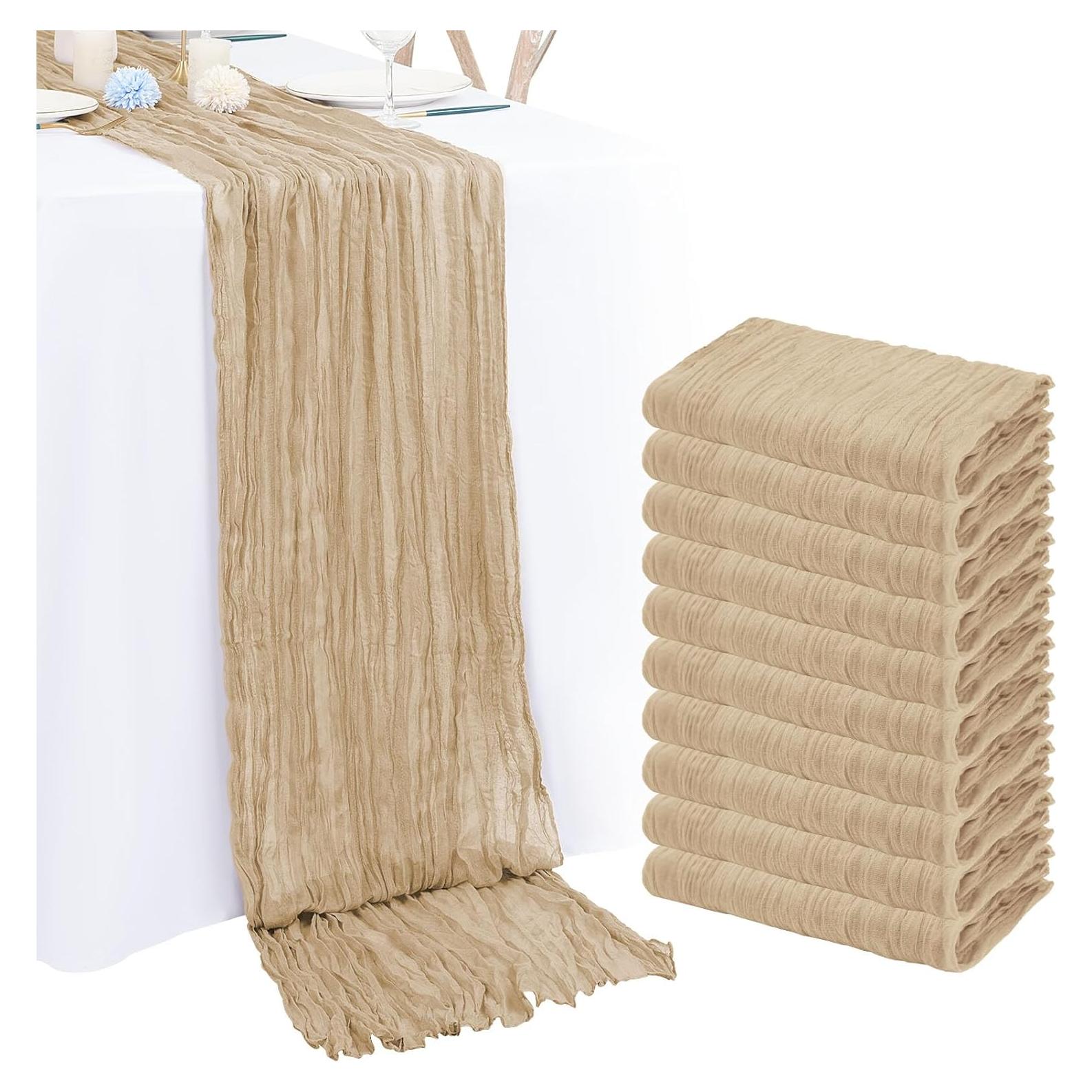 Paquete de 10 Caminos de Mesa de Gasa Beige 50.8 x 304.8 cm