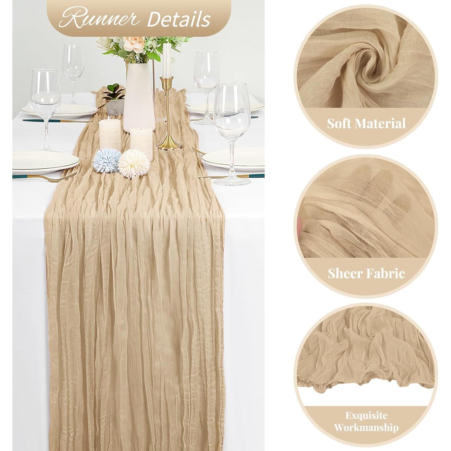 Paquete de 10 Caminos de Mesa de Gasa Beige 50.8 x 304.8 cm