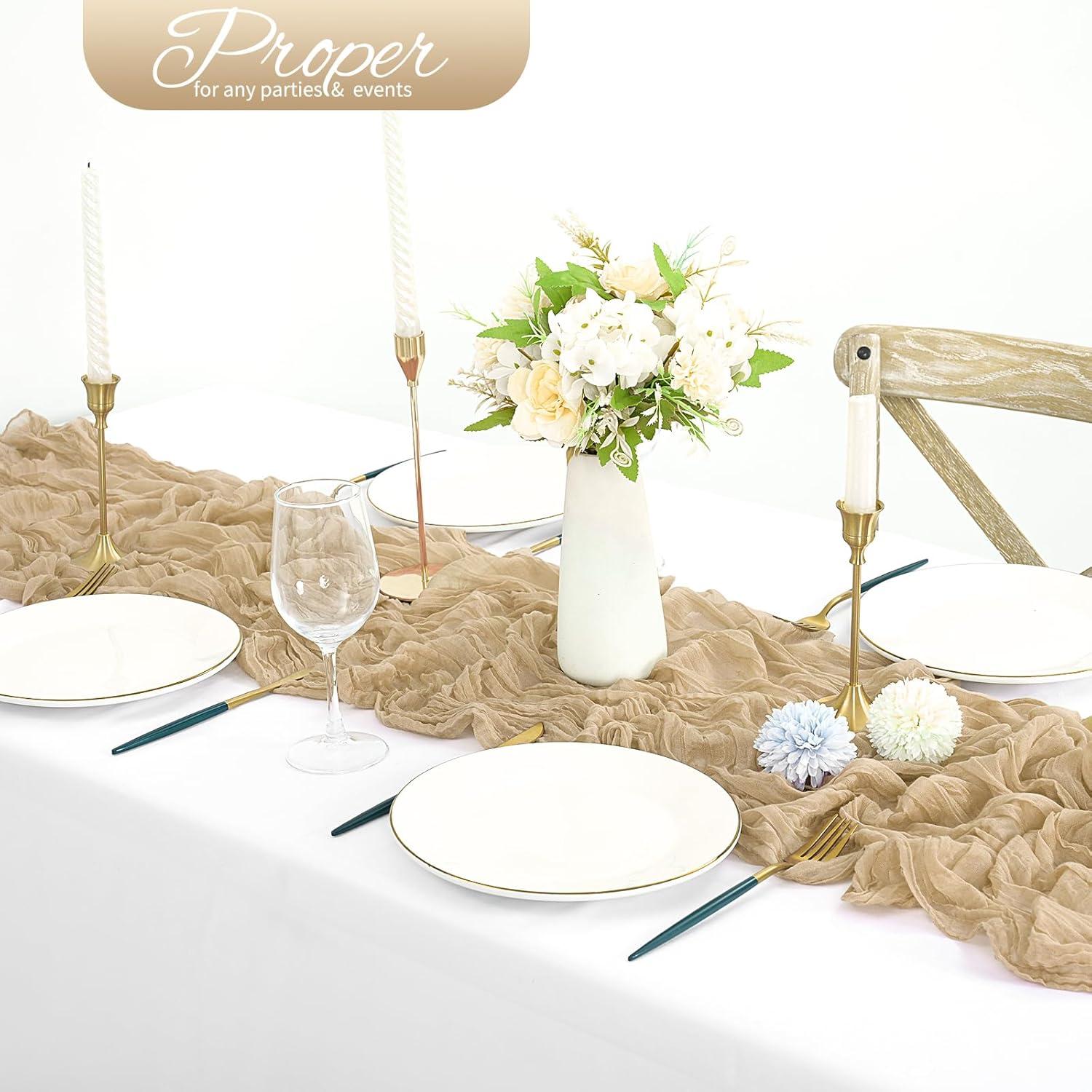 Paquete de 10 Caminos de Mesa de Gasa Beige 50.8 x 304.8 cm