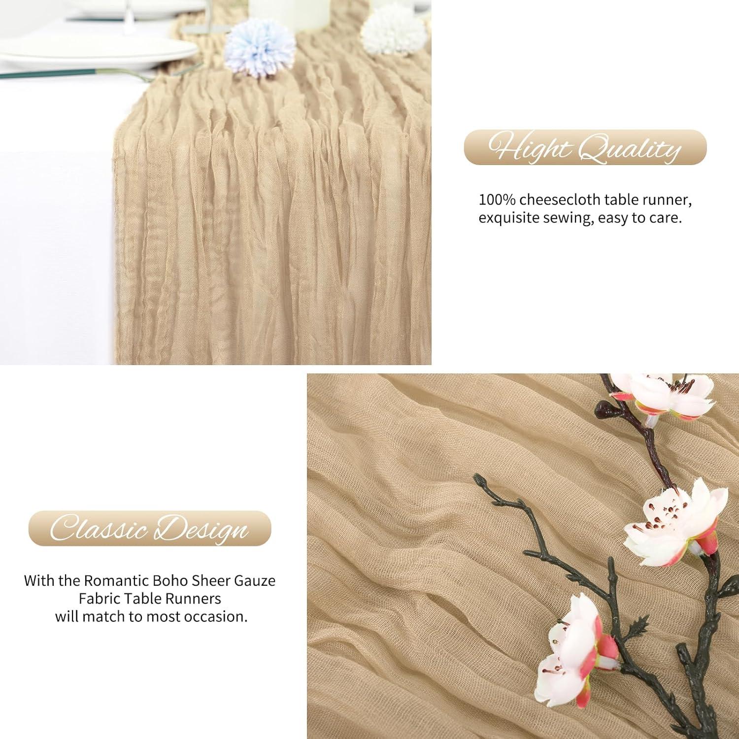 Paquete de 10 Caminos de Mesa de Gasa Beige 50.8 x 304.8 cm