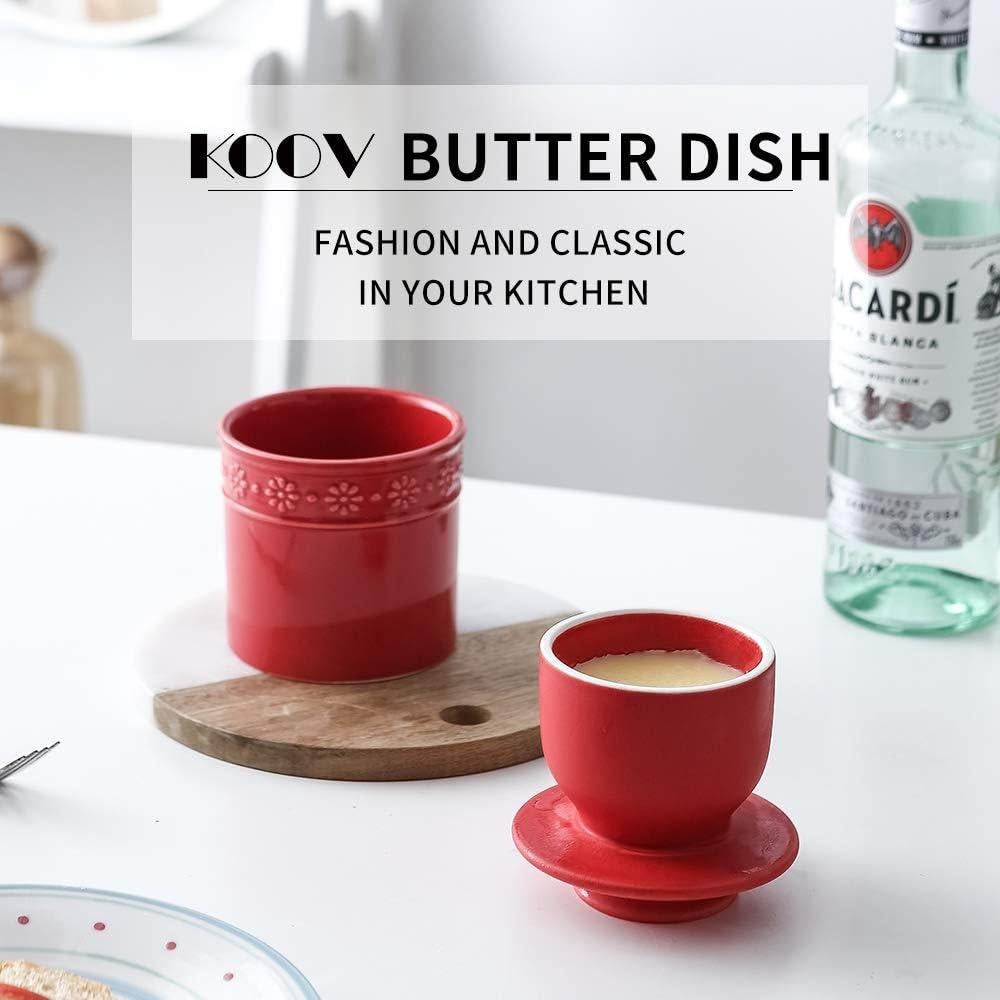 Crock de Cerámica KOOV para Mantequilla - Rojo, 125g
