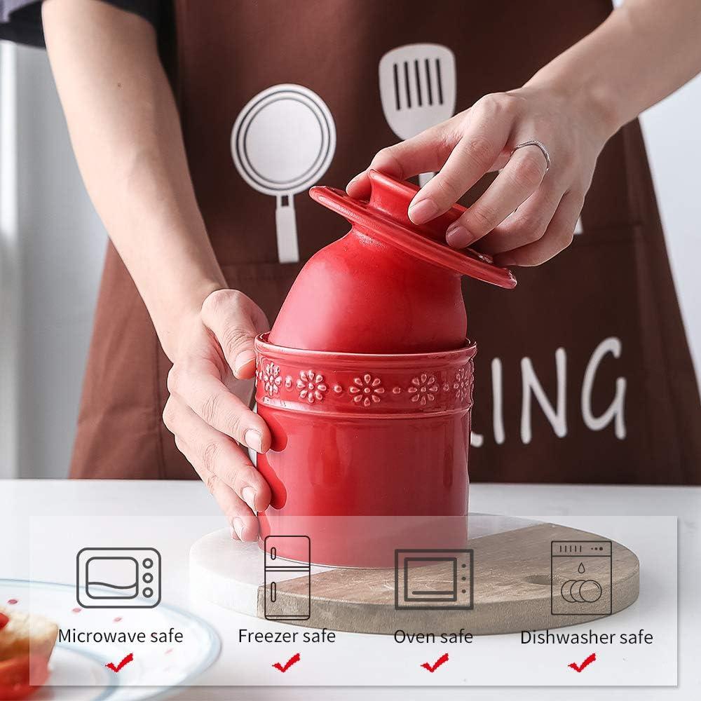 Crock de Cerámica KOOV para Mantequilla - Rojo, 125g