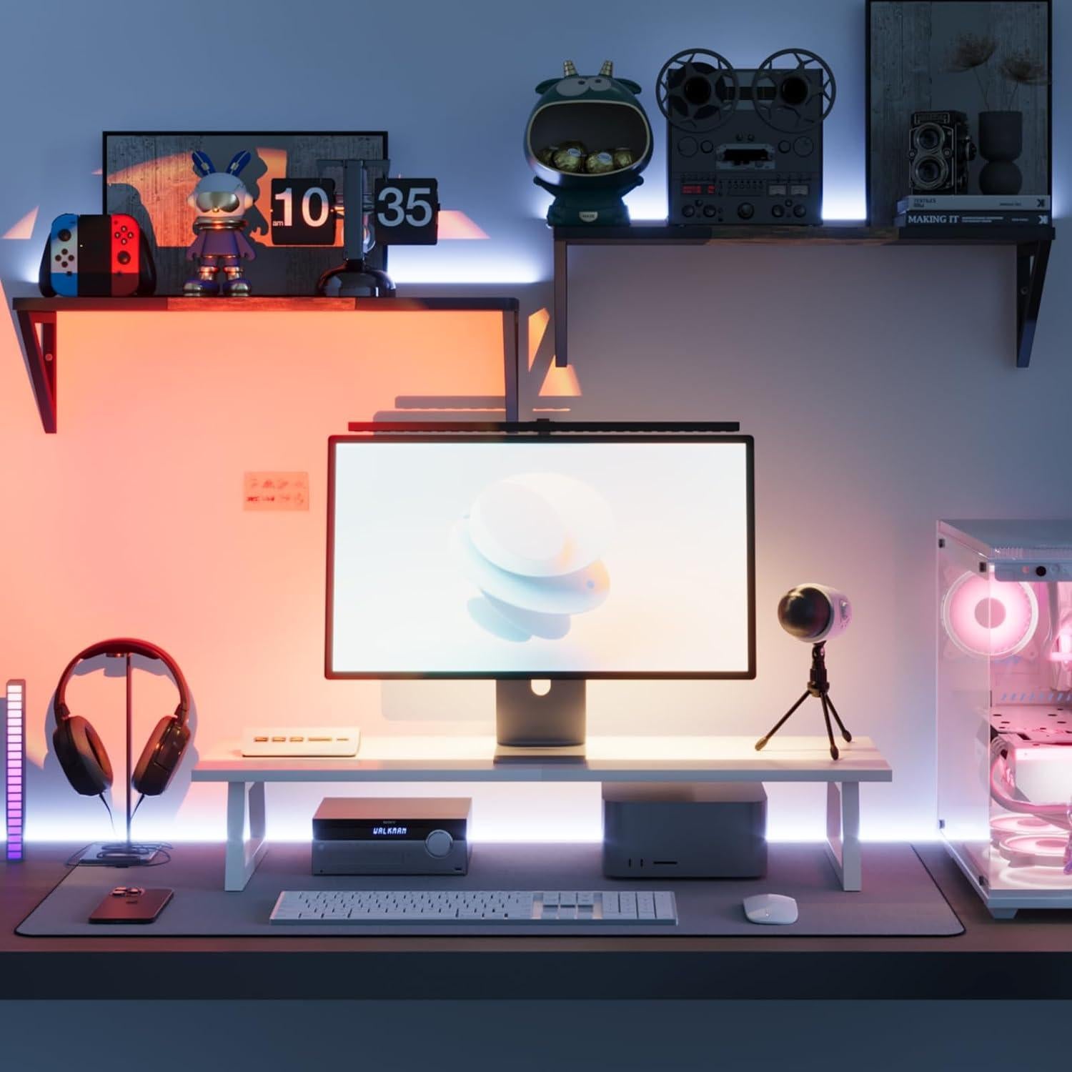 Soporte Doble para Monitores TEAMIX Blanco - 80.01 cm - Madera y Acero