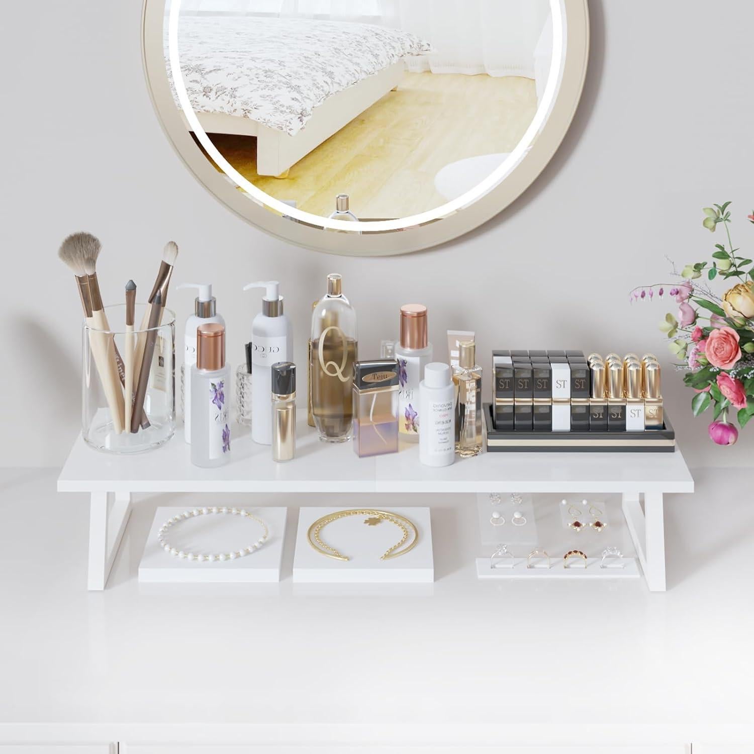 Soporte Doble para Monitores TEAMIX Blanco - 80.01 cm - Madera y Acero