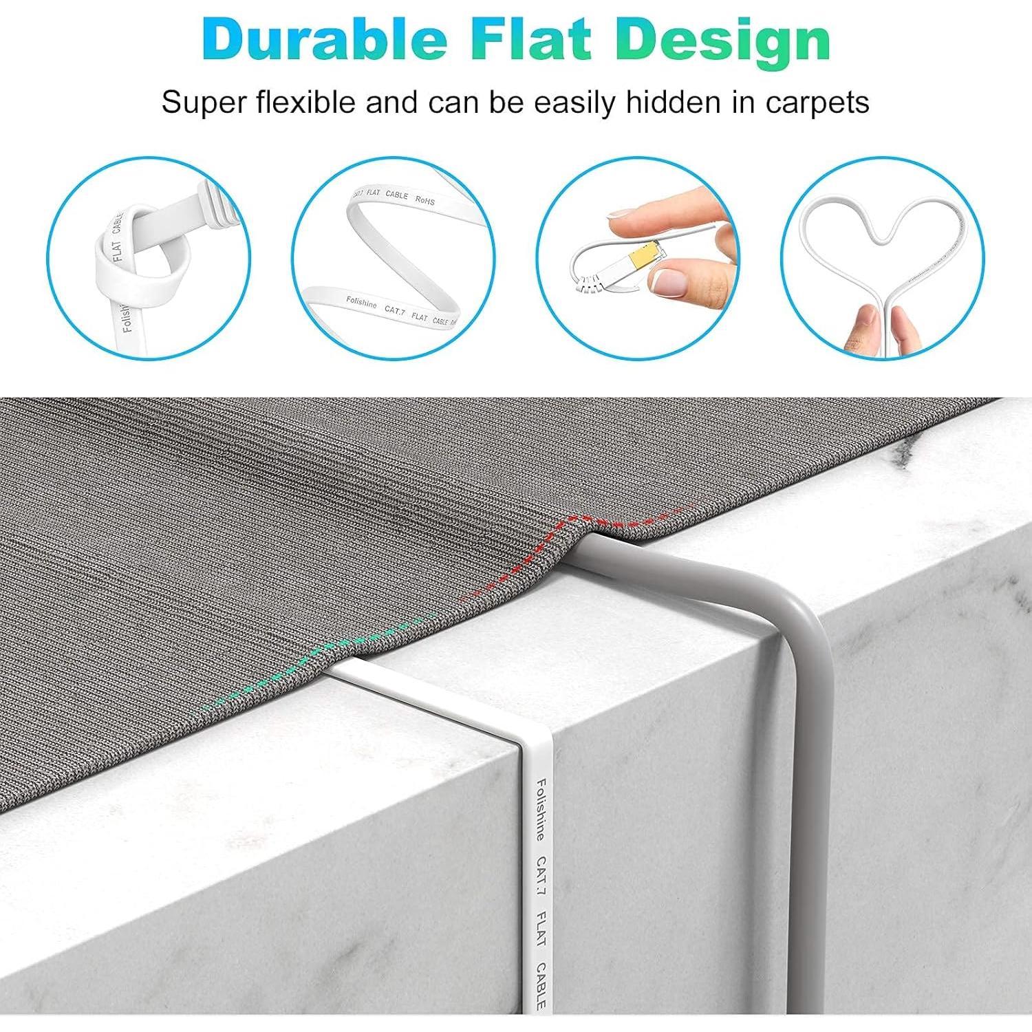 Cable Ethernet Cat 6e Folishine 3 m Plano RJ45 Alta Flexibilidad