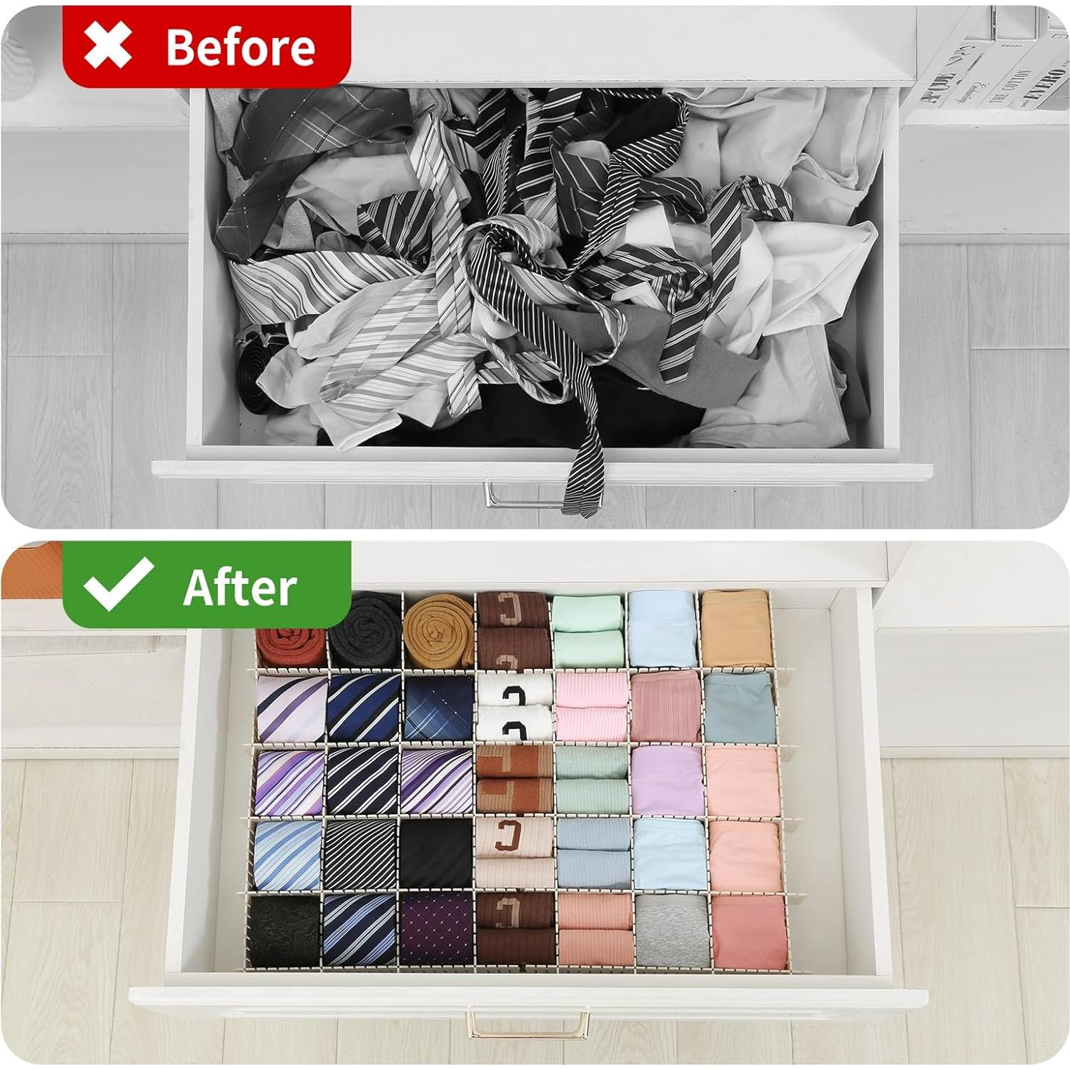 Divisores Ajustables para Cajones Qozary 42 Pack Beige