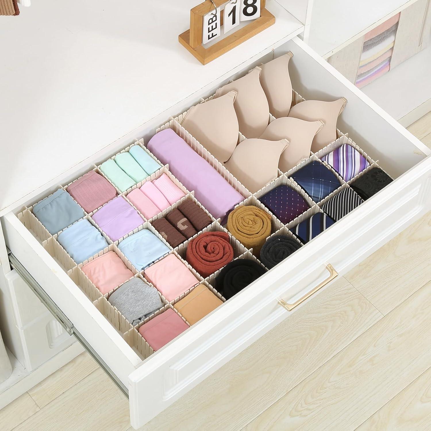 Divisores Ajustables para Cajones Qozary 42 Pack Beige