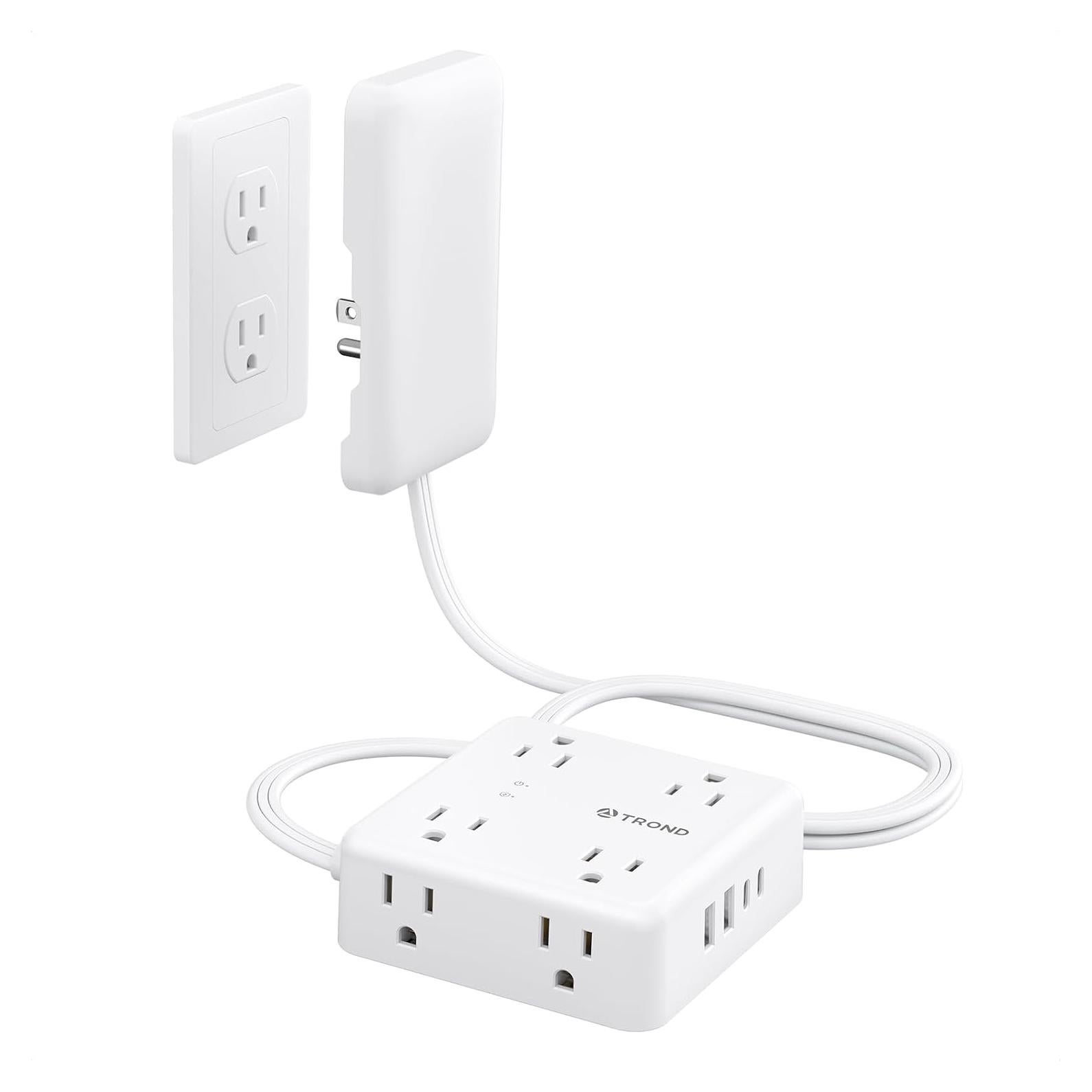 Regleta TROND 3FT con Tapa, 8 Enchufes y 4 USB, 1700J