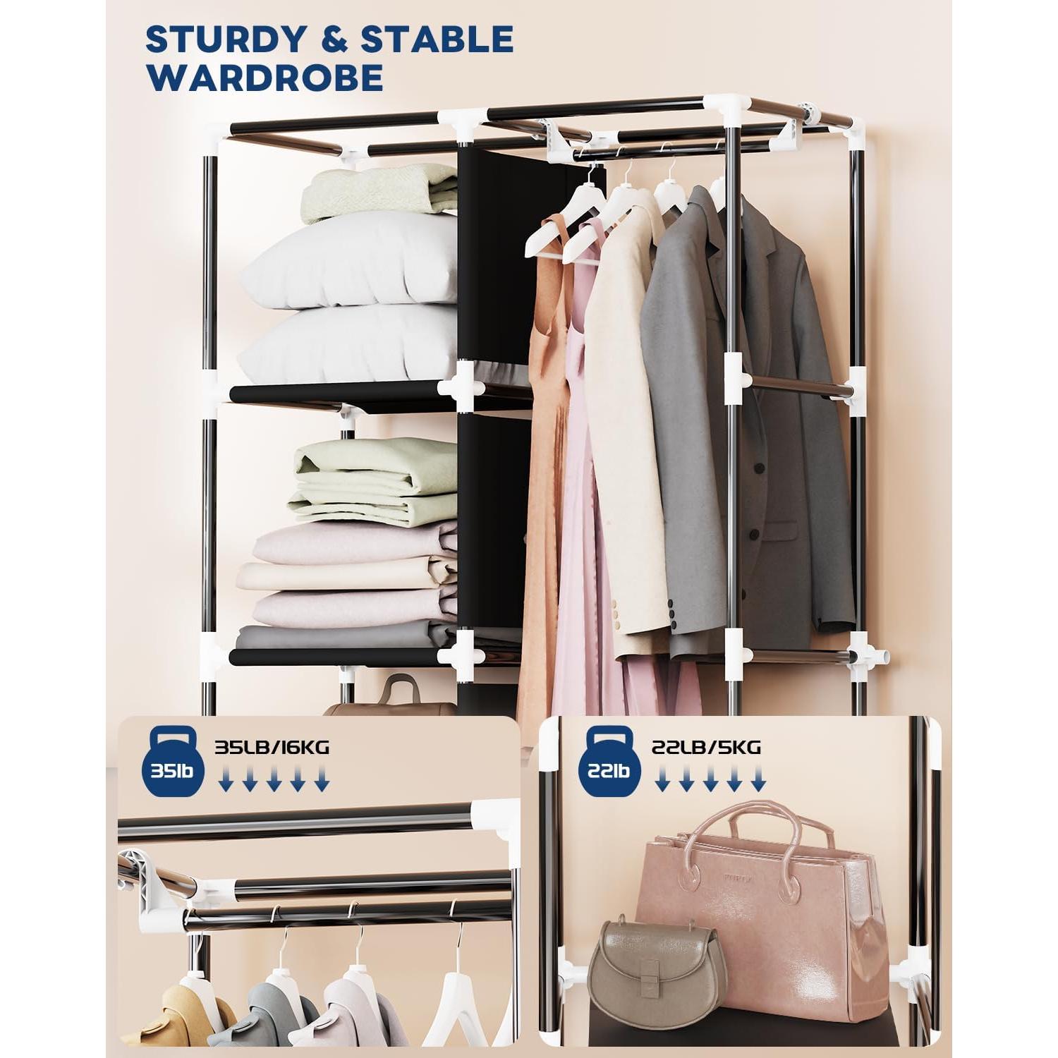 Armario Portátil Mavivegue Negro 86.36x45.72x162.56 cm