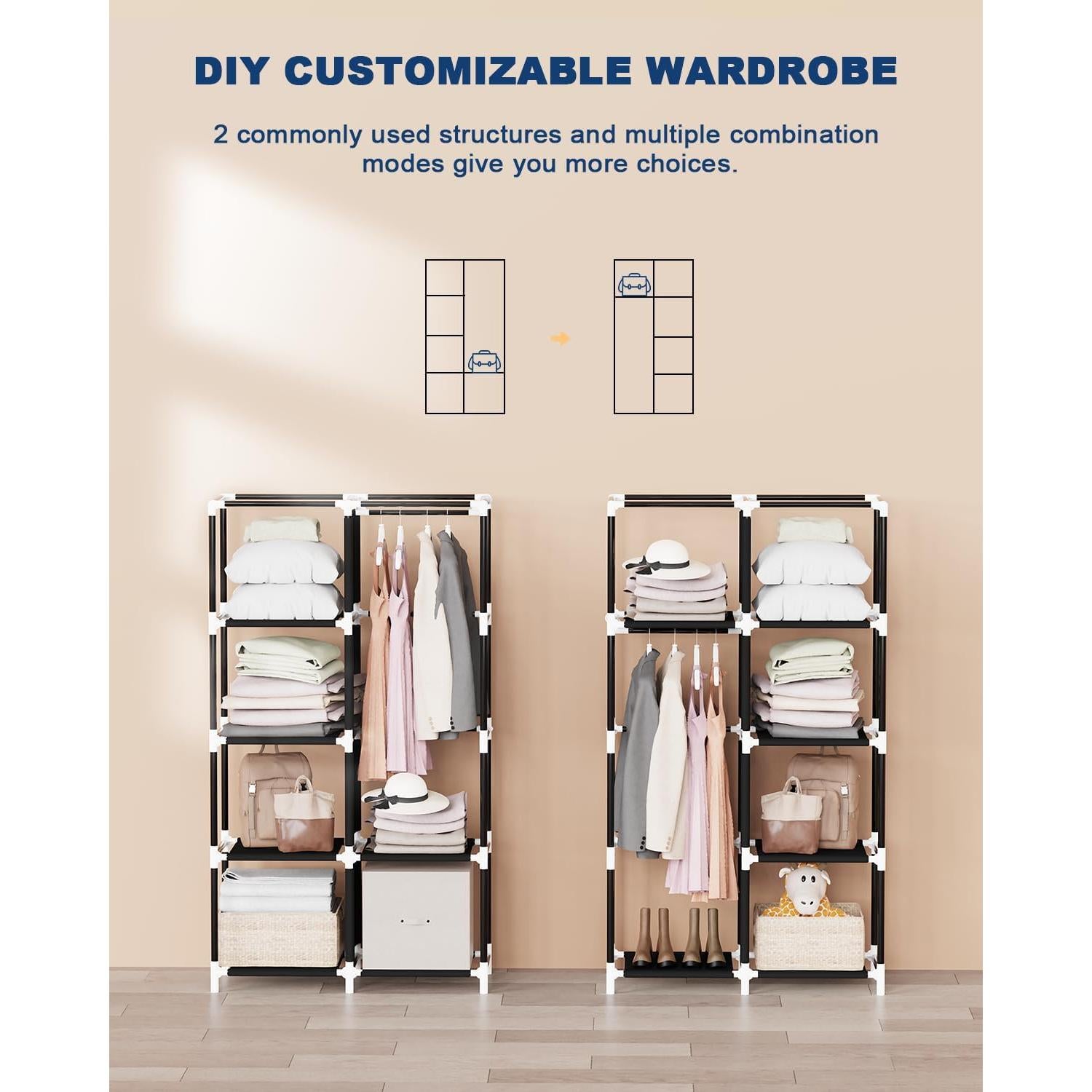 Armario Portátil Mavivegue Negro 86.36x45.72x162.56 cm