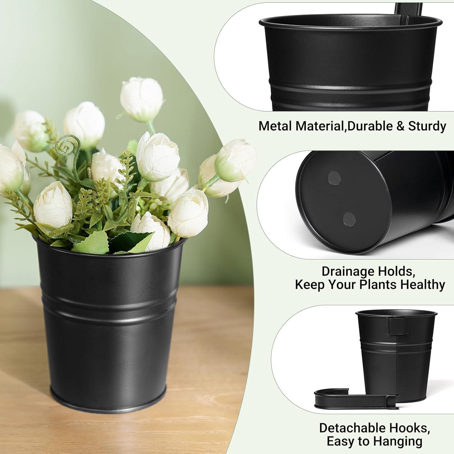 Macetas Colgantes de Metal Dahey 10 Pcs 10.16 cm Negro