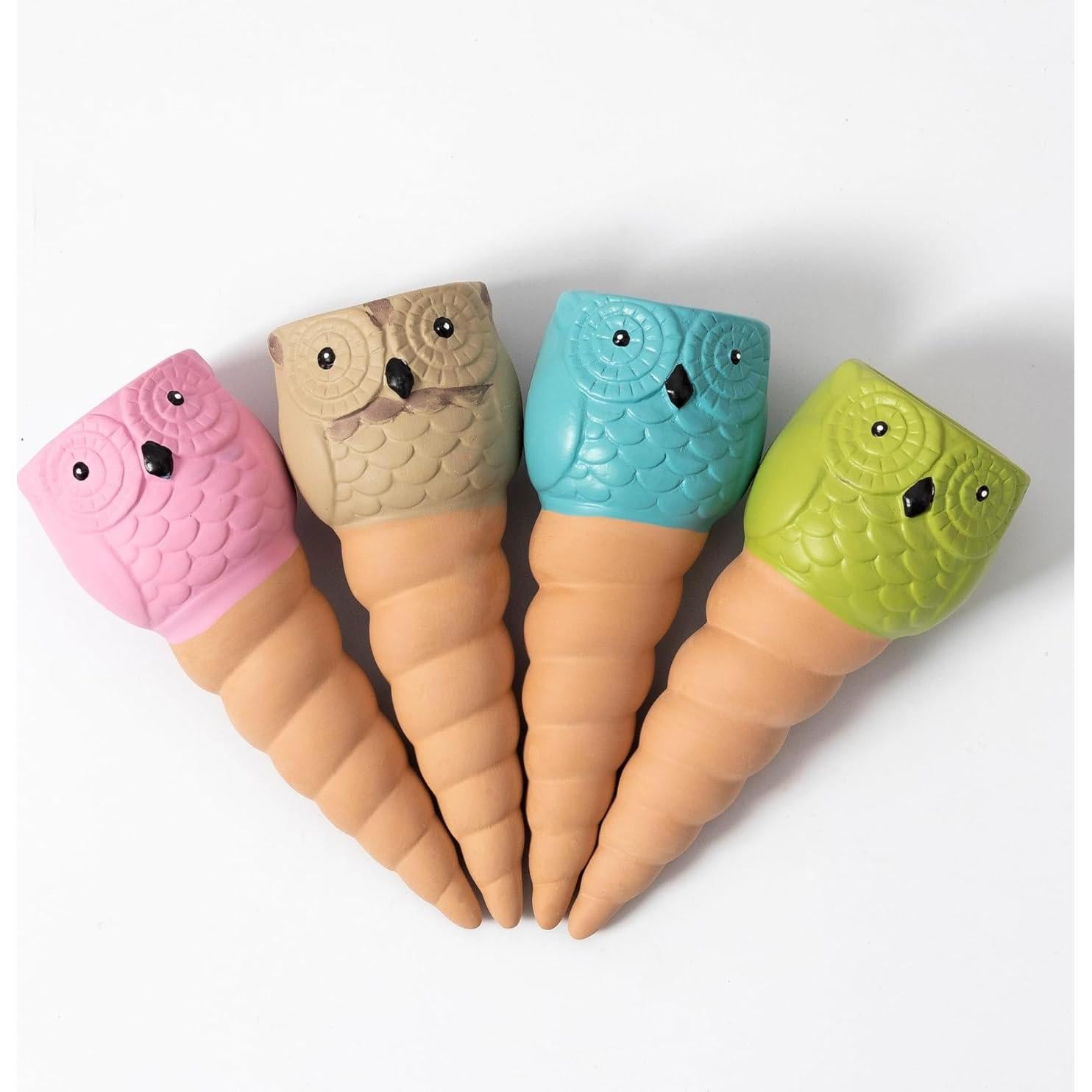 Paquete de 4 Picos de Riego Automático Terracota Búho 16 cm