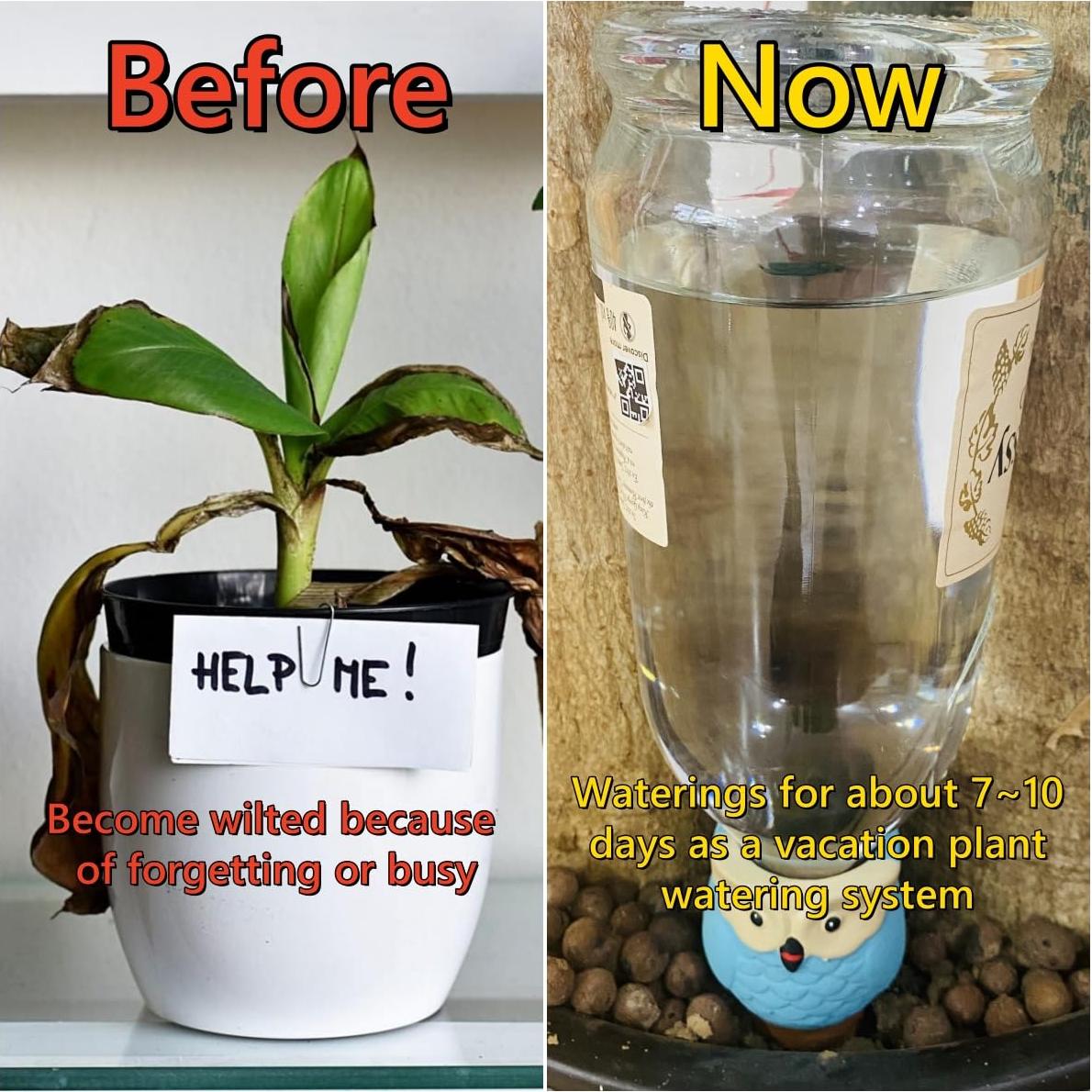 Paquete de 4 Picos de Riego Automático Terracota Búho 16 cm