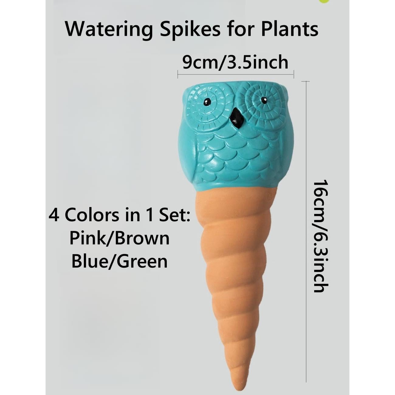 Paquete de 4 Picos de Riego Automático Terracota Búho 16 cm