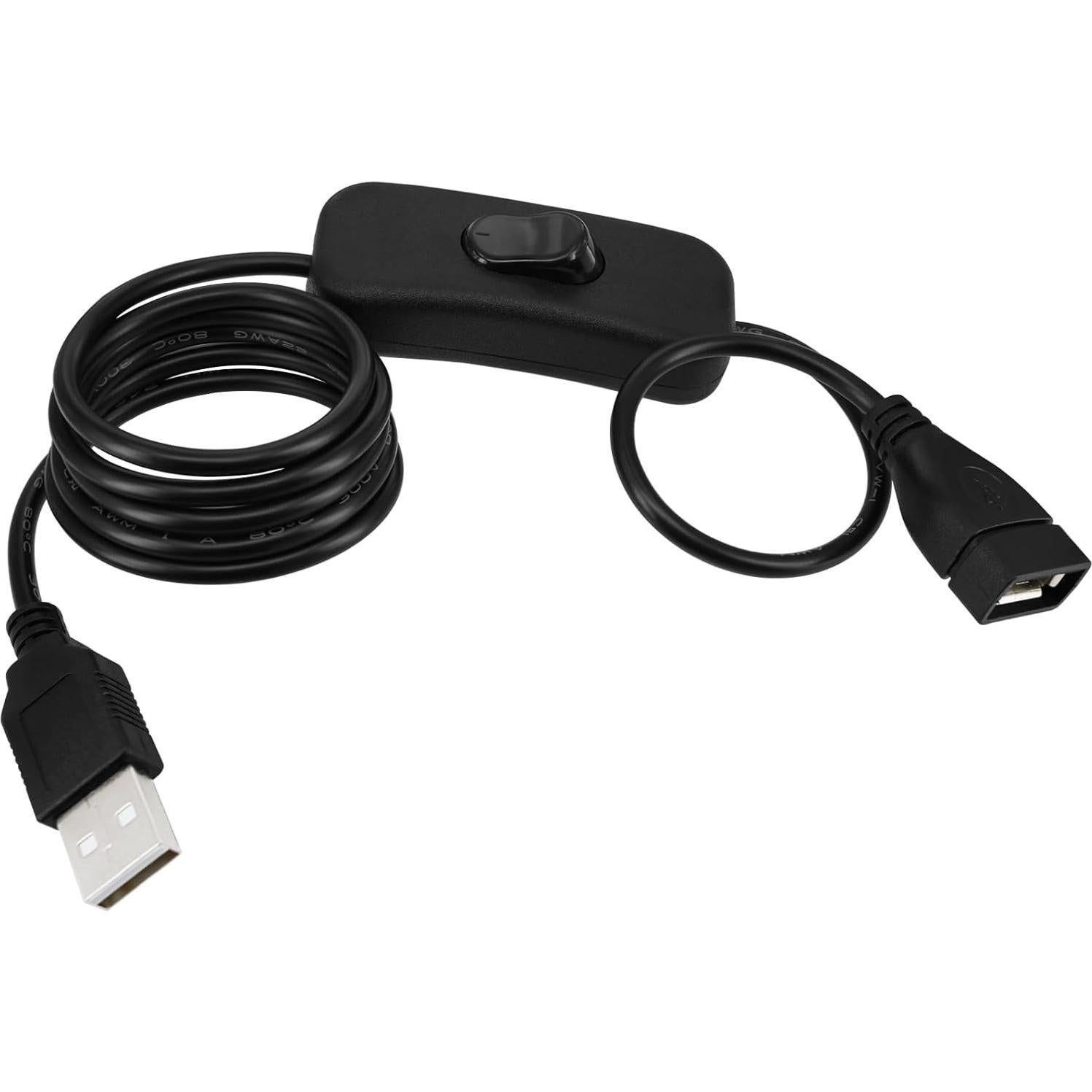 Cable USB Macho a Hembra Yeebline 1m con Interruptor ON/OFF - 2 Pack