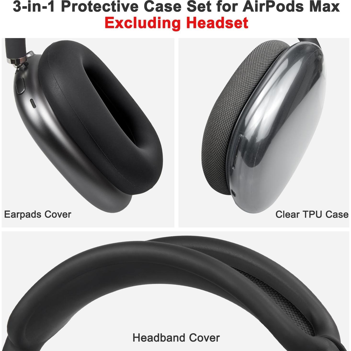 Kit de Protección SOULWIT para AirPods Max - Funda TPU y Almohadillas Silicona