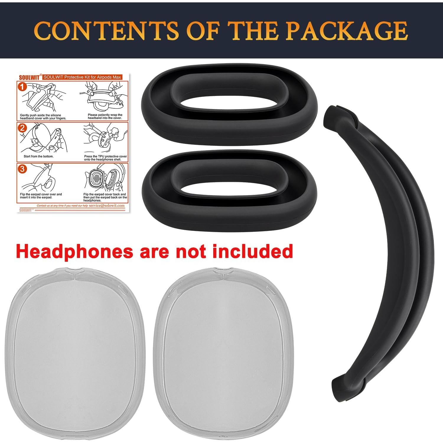 Kit de Protección SOULWIT para AirPods Max - Funda TPU y Almohadillas Silicona