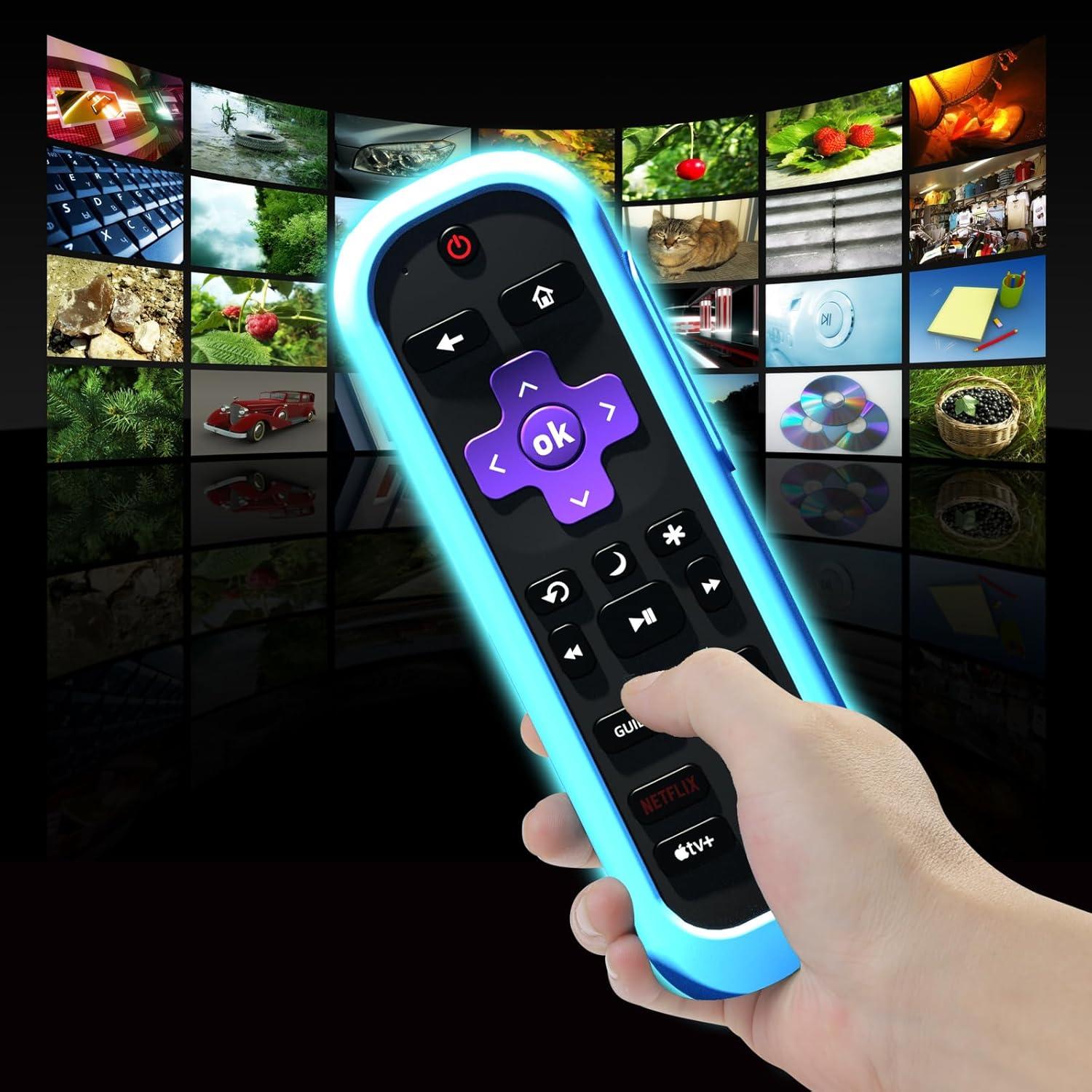Funda de Silicona para Control Remoto Roku Pro - 2 Paquetes Verde Azul