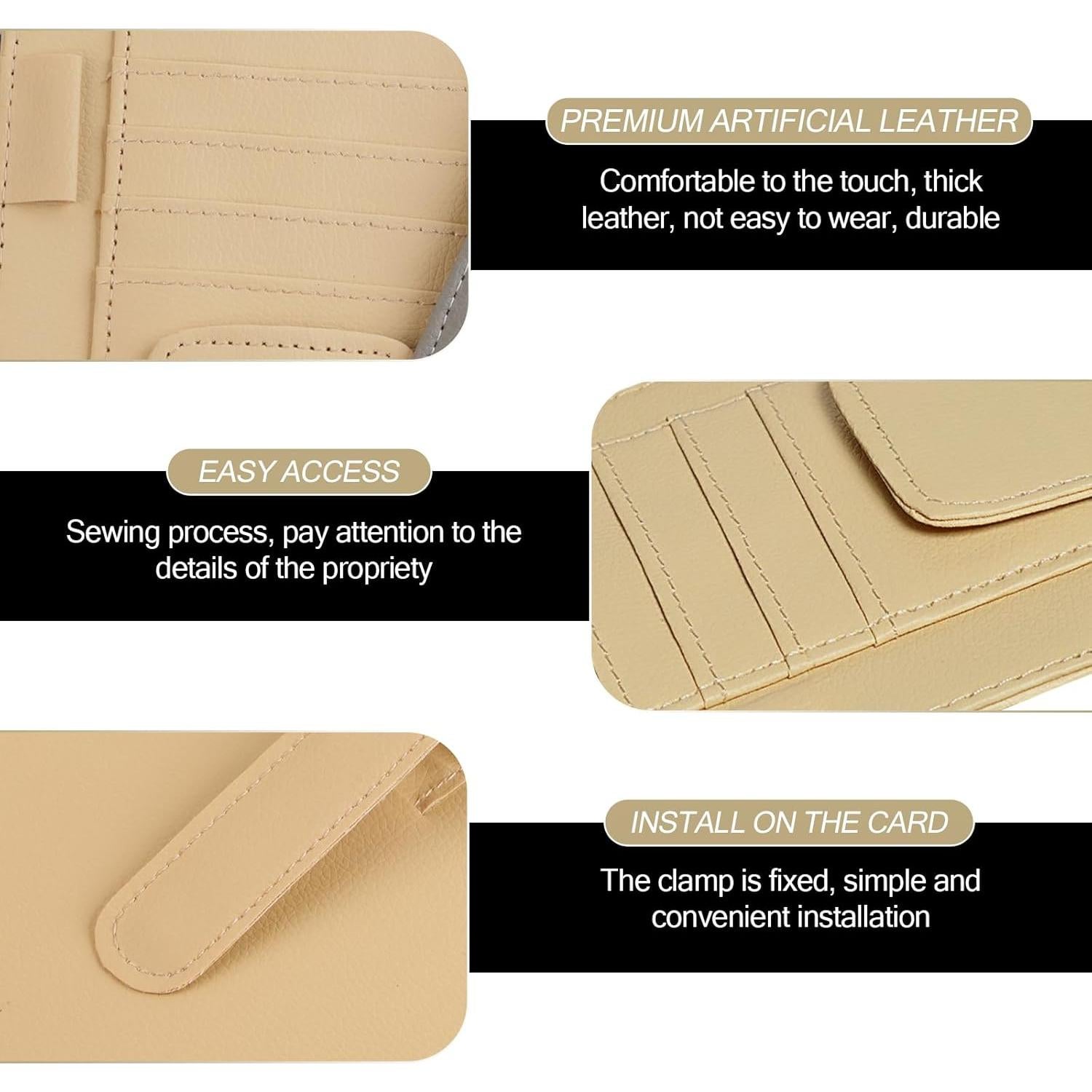 Organizador de Visera de Coche Sinytuto Beige con Bolsillos